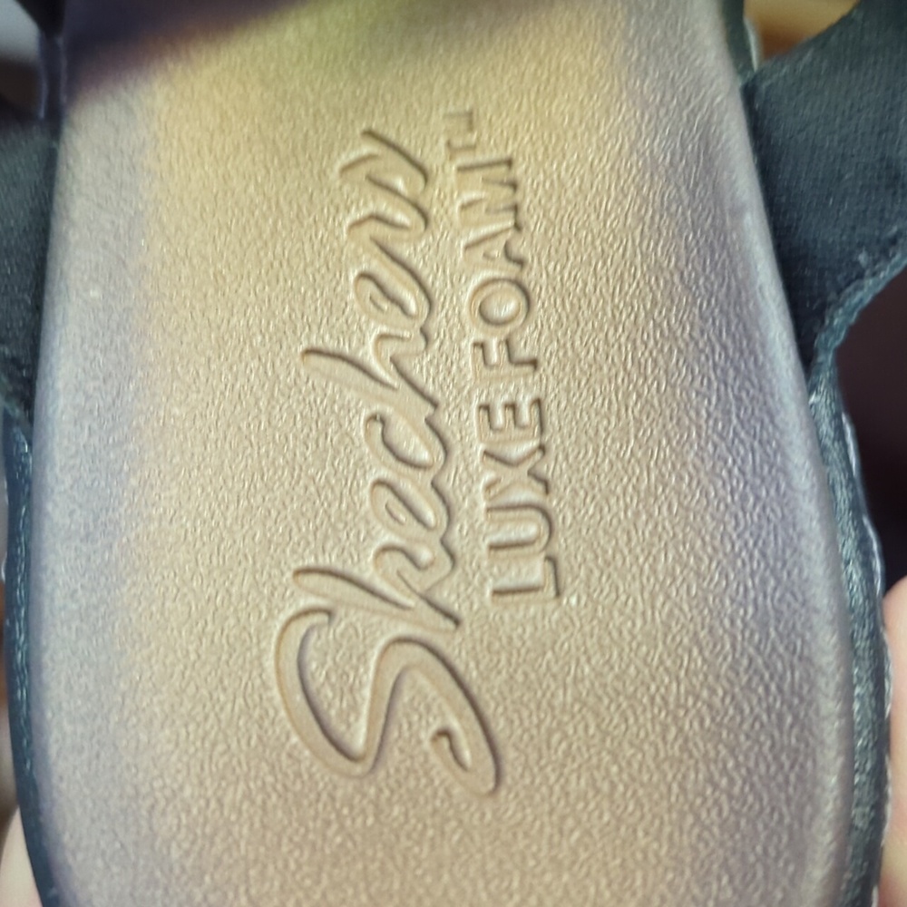 New With Tags Women's Skechers Luxe Form Slip On Wedge Sandals Black Sz 7 - Picture 15 of 16